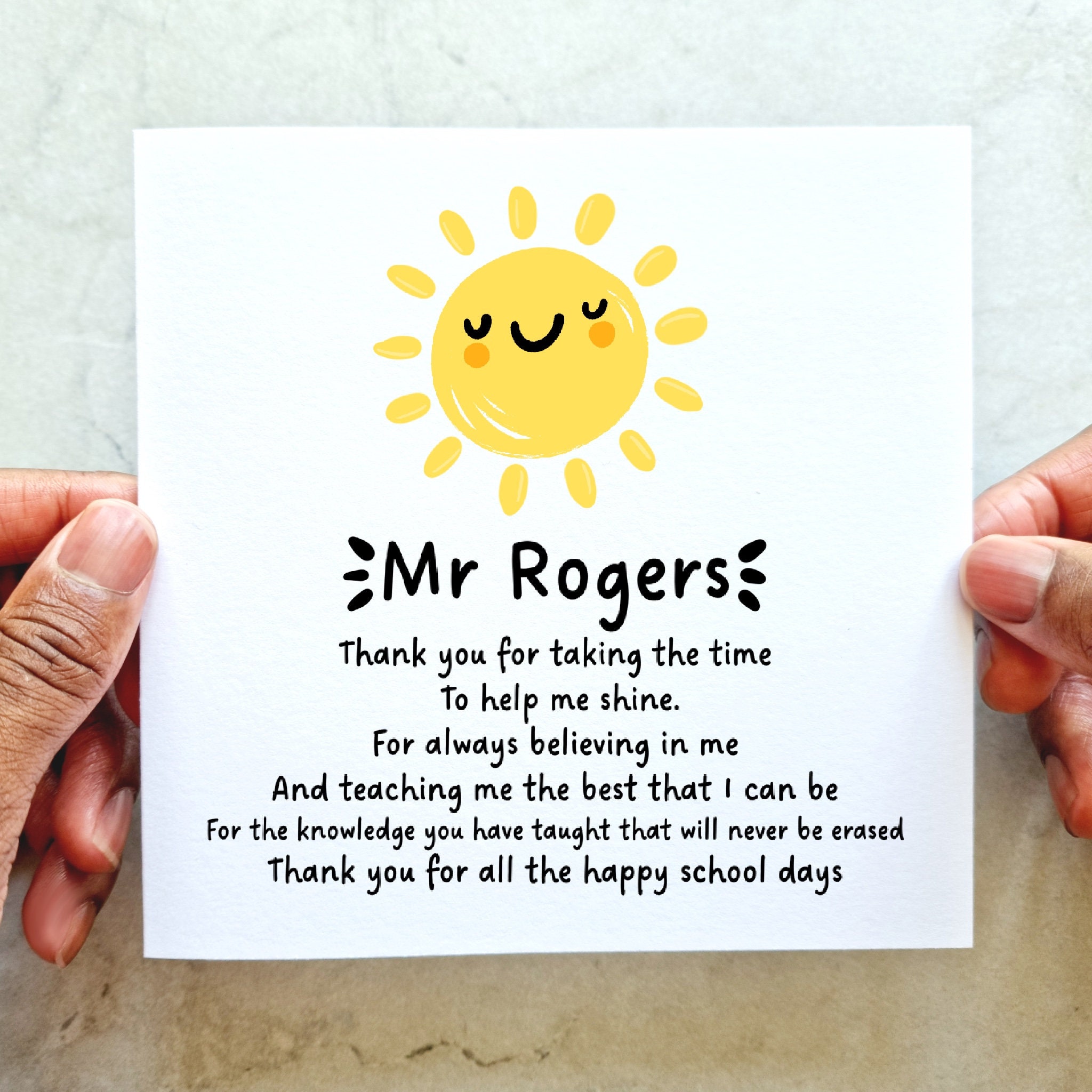 Personalised Teacher Thank You Card - Teacher Thank You - School Leaving Card