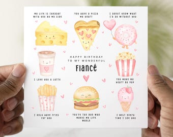 Food Puns Fiancé Birthday Card, Birthday Card For Fiancé, Personalised Card For Him, Romantic Fiancé Card