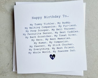 My Dog Dad Birthday Poem Card - Dad Birthday Card From The Dog - Dad Birthday Card From Dog - Dog Dad Birthday Card - Dog Dad - Blue foil