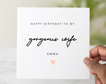 Personalised Wife Birthday Card - Birthday Card For Wife - Romantic Wife Card - Wife Greeting Card - Customisable Wife Birthday Card