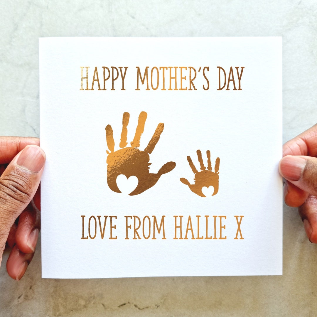 Personalised Mothers Day Card - Handprint Mum Card - Card for Mum ...