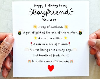 Compliments Boyfriend Birthday Card - Romantic Card For Boyfriend - Birthday Card For Him - Printed Card For Boyfriend - Card For Boyfriend