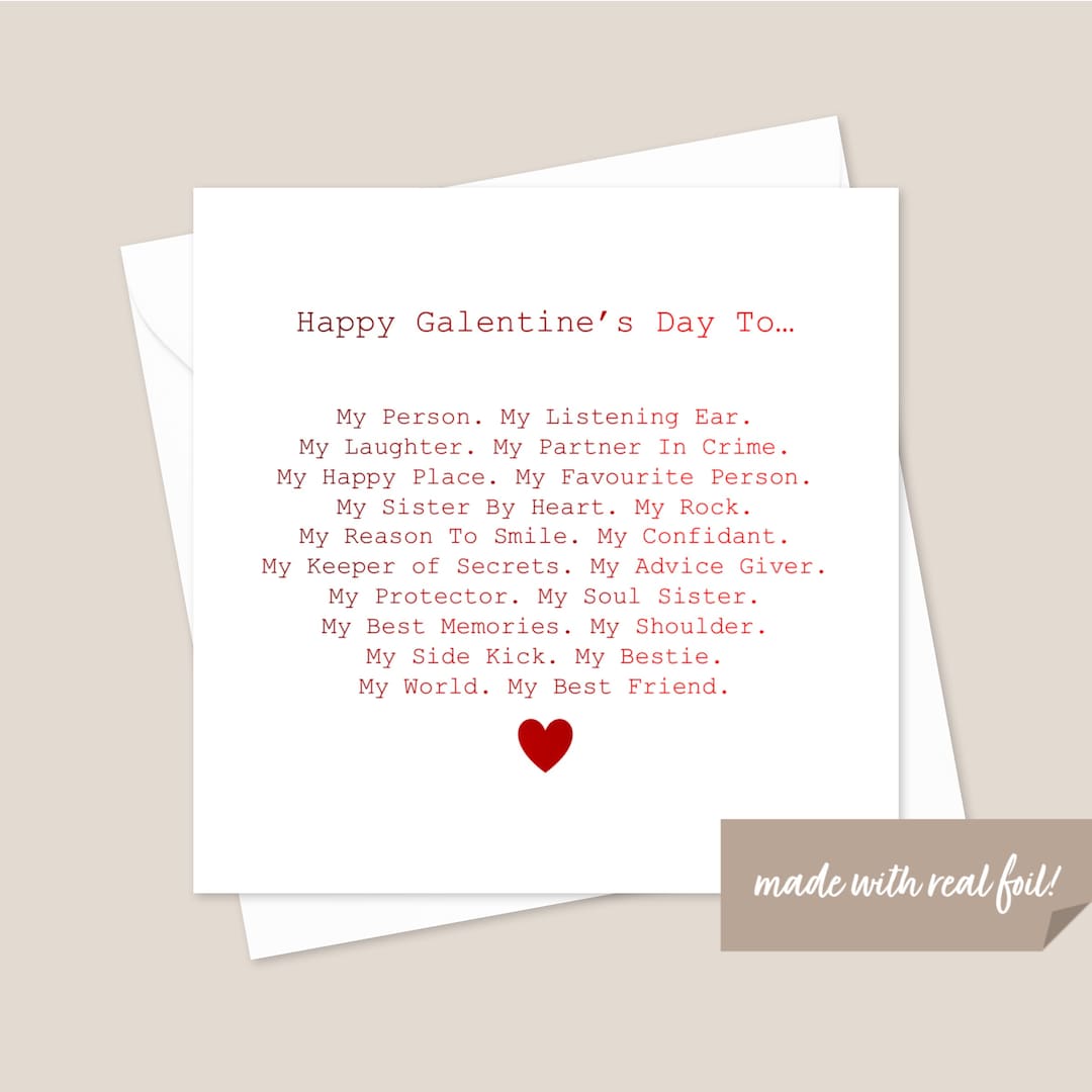 Bestie Valentines Card Valentine's Card for Best Friend Galentine's Day ...