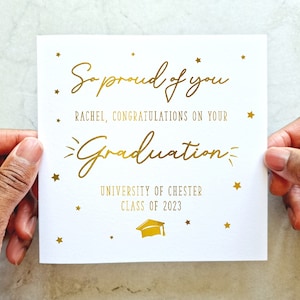 So Proud Of You - Personalised Graduation Card - Congratulations Graduation Card For Daughter, Sister, Granddaughter - Rose Gold Foil