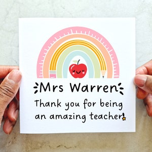 Personalised Teacher Thank You Card - Custom Teacher Card - Teacher Thank You - Teaching Assistant Card - School Leaving Card