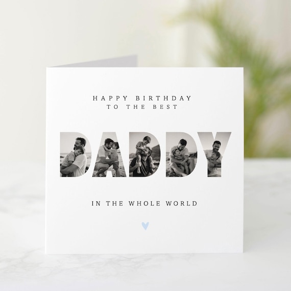 Happy Birthday Daddy Photo Card, Personalised Daddy Birthday Card, Best Daddy in the World Photo Card, Custom Dad Birthday Card