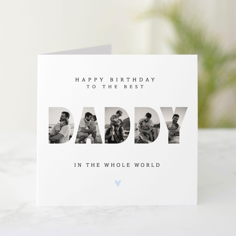 Happy Birthday Daddy Photo Card, Personalised Daddy Birthday Card, Best Daddy in the World Photo Card, Custom Dad Birthday Card image 1