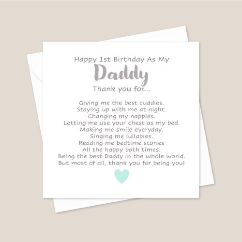 Happy 1st Birthday as My Daddy 1st First Birthday Card for Etsy UK