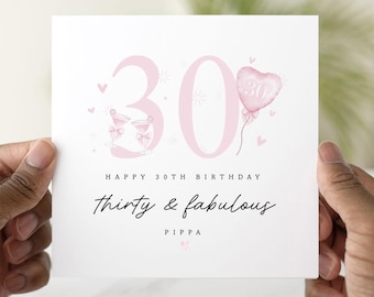 Thirty And Fabulous - 30th Birthday Card For Her -Personalised 30th Birthday Card For Daughter, Niece, Sister, Friend, 30th Birthday