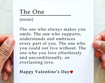 Definition The One Valentines Card - Valentine's Day Card For Him Or Her - Valentines Card For Husband, Wife, Boyfriend, Fiance, Girlfriend