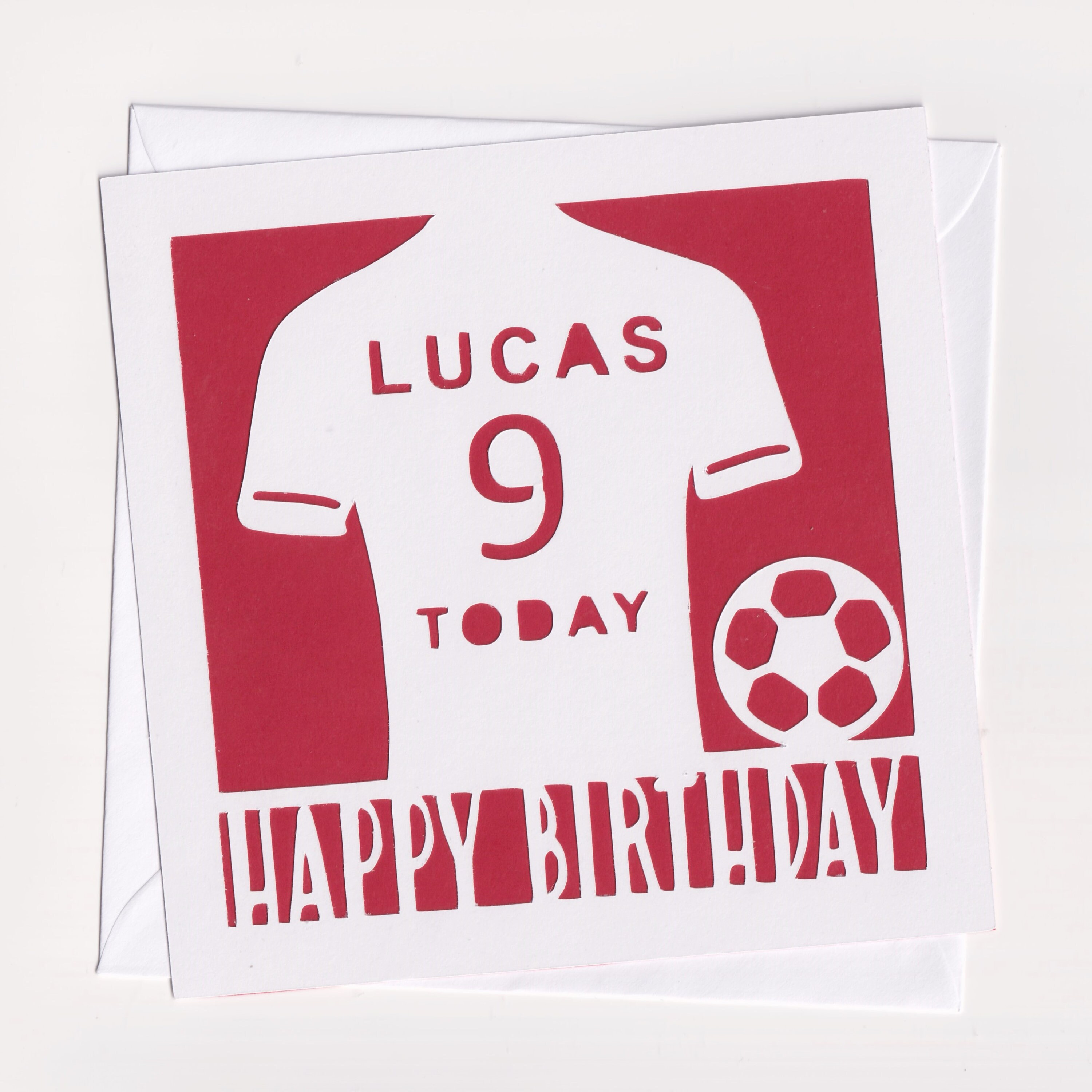 Personalised Football Birthday Card - Papercut Birthday Card - Birthd…