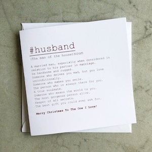 Definition Husband Christmas Card - Christmas Card For Husband - Christmas Card Husband - Card For Him - Xmas Card For Him - Red Foiled Card