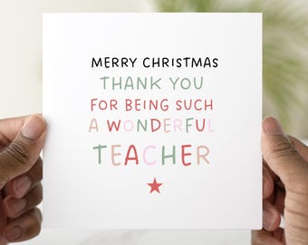 Personalised Teacher Christmas Card - Christmas Card For Teacher, Teaching Assistant - Teacher Appreciation Card - Thank You Teacher