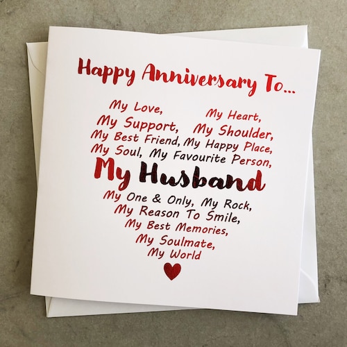 Anniversary Card for Partner Husband Anniversary Card - Etsy UK