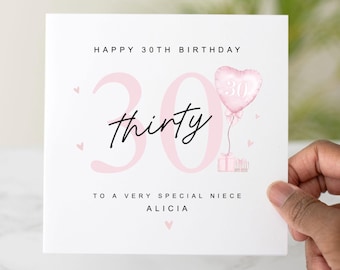 Cute 30th Birthday Card For Her -Personalised 30th Birthday Card For Daughter, Niece, Sister, Friend, 30th Birthday Gift