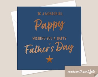 Tarjeta del Día del Padre Pappy, Tarjeta bonita para el Día del Padre, Tarjeta del Día del Padre para Pappy, Tarjeta del Día del Padre Pappy, Tarjeta de lámina de bronce