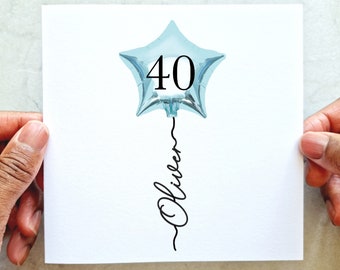 Personalised 40th Birthday Card - 40th Custom Card - 40th Birthday Card For Brother, Uncle, Friend - 40th Balloon Card