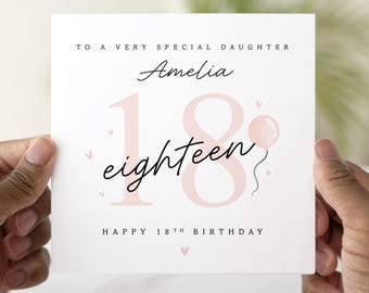 18th Birthday Card For Her, Personalised 18th Birthday Card For Daughter, Niece, Sister, Friend - 18th Card For Her, 18th Birthday Gift