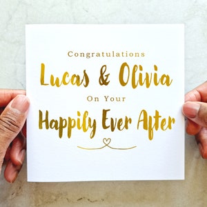 Personalised Wedding Congratulations Card - Happily Ever After - Newly Weds Card - Custom Wedding Card - On Your Wedding Day - Gold Foil
