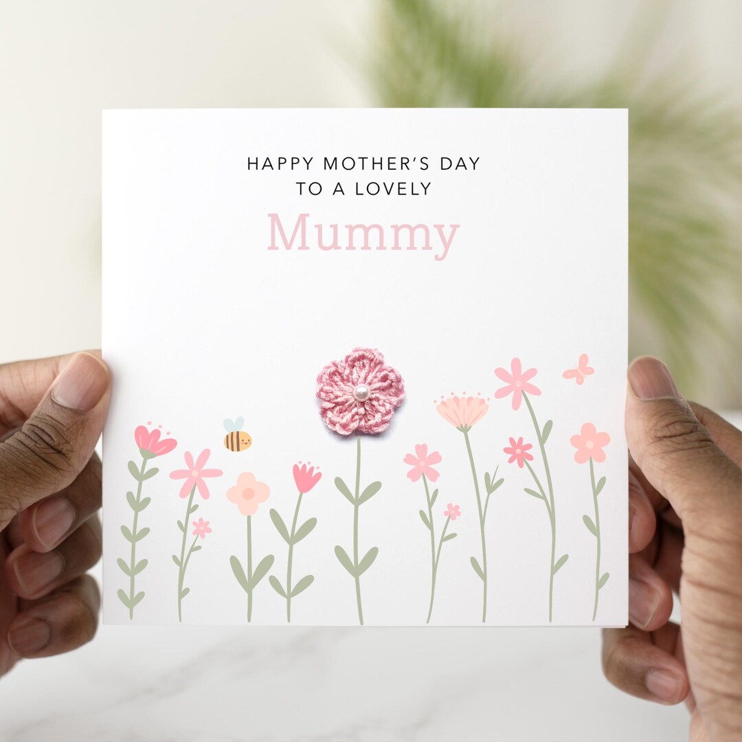 Mummy Mothers Day Card - Handmade Crochet Flower - Mother’s Day Card ...