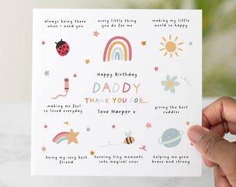 Personalised Daddy Birthday Card, Birthday Daddy Card from Son or Daughter, Cute Best Daddy Card from Kids, Custom Name Card