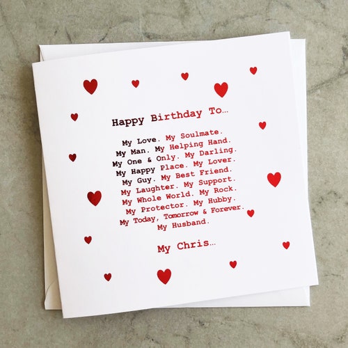 Personalised Romantic Husband Birthday Card Romantic - Etsy