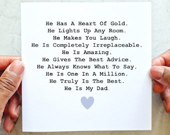 Poem Dad Birthday Card - Card For Him - Birthday Card For Dad - Dad Card - Poem Birthday Card - Printed Card - compliments For Dad