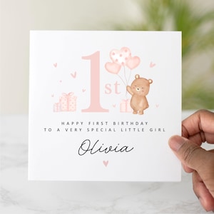 Personalised 1st Birthday Card For Girl, Daughter 1st Birthday Card, Special First Birthday Gift For Granddaughter, First Birthday Card,