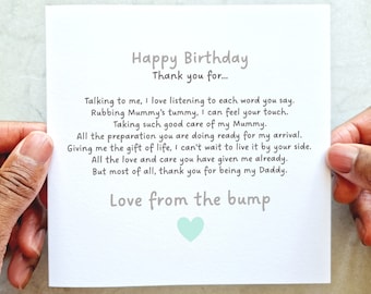Daddy To Be From The Bump Birthday Card - Birthday Card From The Bump - Dad To Be Birthday Card - Daddy To Be - Printed Card