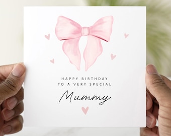 Cute Bow Mummy Birthday Card - Birthday Card For Mummy, Birthday Card Mummy, Mummy Card, Cute Bow Design