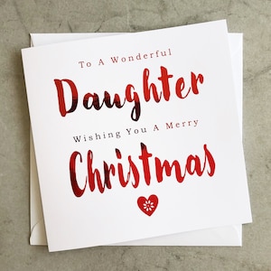 Simple Daughter Christmas Card - Christmas Card For Daughter - Christmas Card Daughter - Card For Her - Xmas Card - Red Foil Card