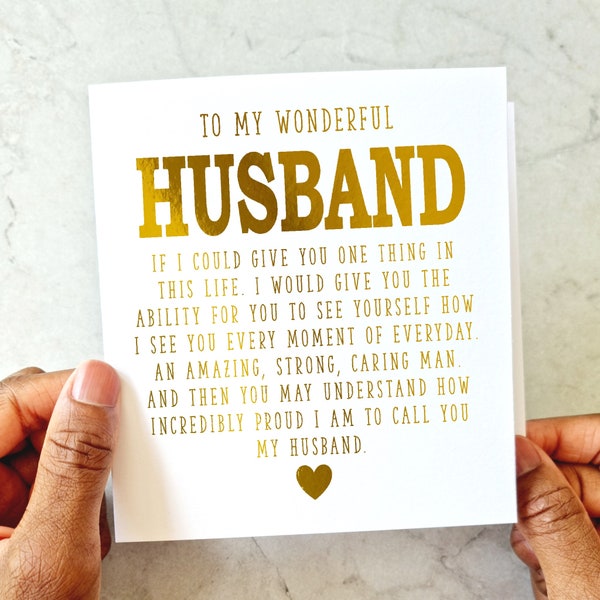 Husband Birthday Card - Romantic Birthday Card - Birthday Card For Husband - Birthday Card For Him - Gold Foil Birthday Card