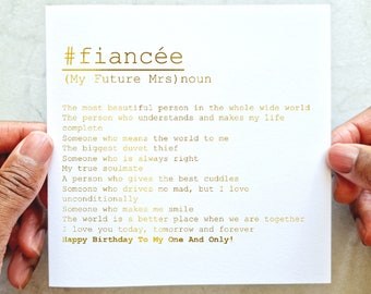 Definition Fiancée Birthday Card - Fiancée Card - Birthday Card For Fiancée - Birthday Card For Her - Fiancée Special Birthday Card