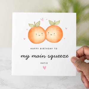 Personalised Best Friend Birthday Card - Birthday Card For Bestie - Birthday Card For Friend - Best Friend Card - Orange Pun My Main Squeeze
