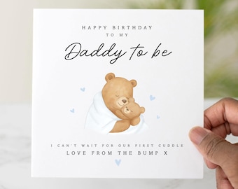 Cute Daddy To Be Birthday Card - First Daddy Birthday Card - 1st Card For Daddy To Be - Card From Bump - Daddy 1st Birthday Card