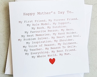 Mum Mothers Day Card - Mum Card - Card For Mum - Card For Her - Best Mum -  Mother&#39;s Day Card For Mum - Special Mum- Red foil Card