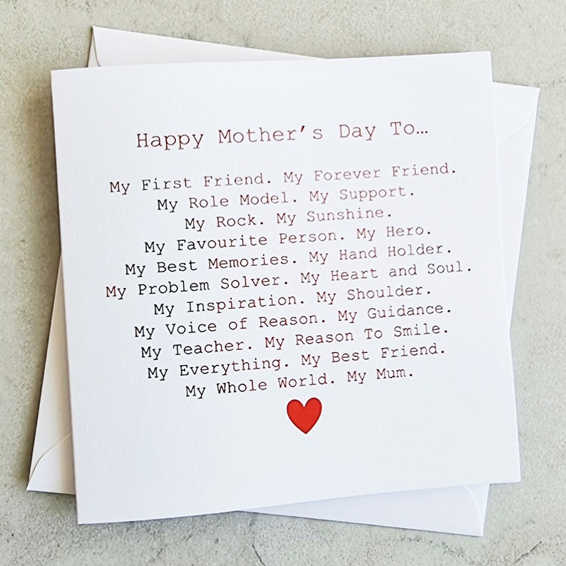 Mum Mothers Day Card - Mum Card - Card For Mum - Card For Her - Best Mum -  Mother's Day Card For Mum - Special Mum- Red foil Card 