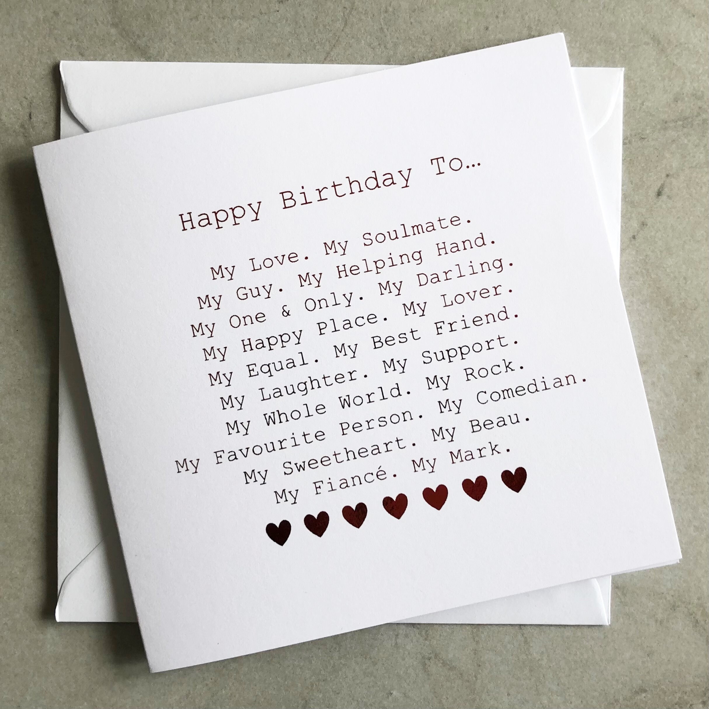 Personalised Fiancé Birthday Card Birthday Card for Fiancé - Etsy UK