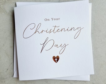 Christening Card - Goddaughter Card - God Daughter Card - Godson Card - Baptism Card - Christening Card - Naming Card - Rose Gold Foil Card