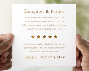 Memories Daughter And Fathers Day Card - Poem Father’s Day Card For Dad From Daughter - Meaningful Card For Dad - Gold foil Card