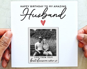 Personalised Photo Birthday Printed Card - Add Your Own Photos Card - Birthday Photo Card - Romantic Husband Card - Card For Husband
