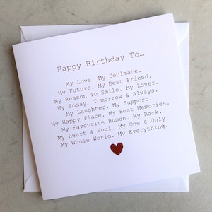 Personalised My Everything Birthday Card - Girlfriend Birthday Card - Boyfriend Birthday Card - Birthday Card For Husband Or Wife - Red Foil