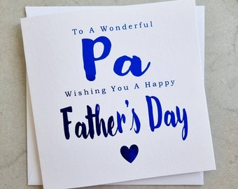Pa Father's Day Card - Pa Fathers Day Card - Fathers Day Card For Pa - Pa Fathers Day Cards - Card For Pa - Pa Card - Dad - Blue Foil Card