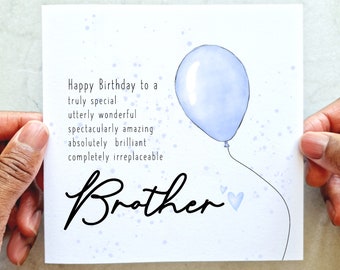 Balloon Brother Birthday Card - Birthday Card For Brother - Printed Card For Brother - Birthday Card - Brother Card