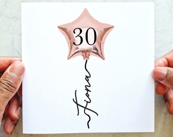 Personalised 30th Birthday Card - 30th Custom Card - 30th Birthday Card For Daughter, Sister, Auntie, Best Friend - 30th Balloon Design