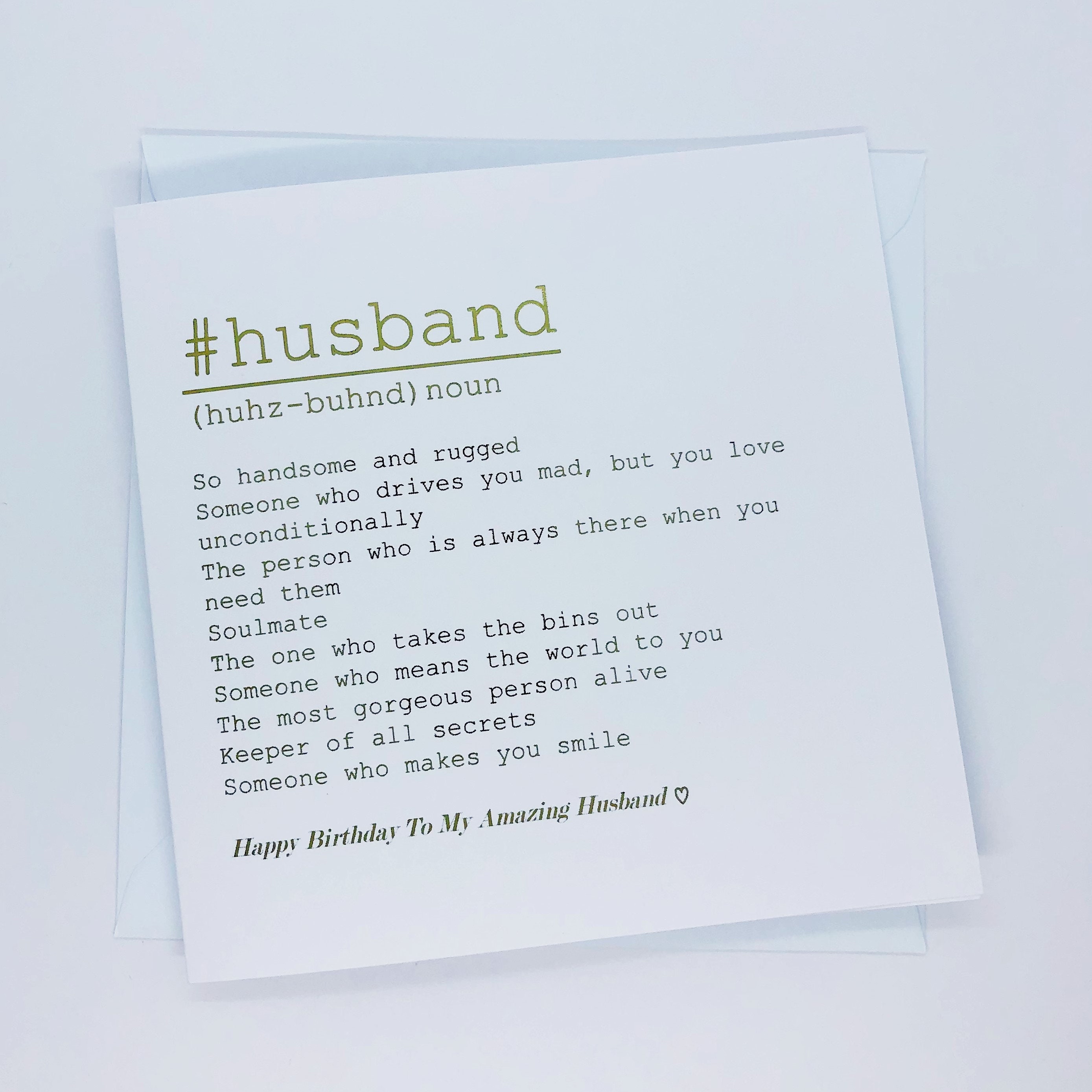 Gold Foil Husband Birthday Card - Definition Husband Card - Birthday …