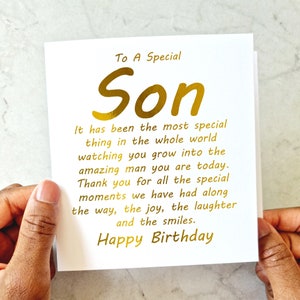 Son Birthday Card - Birthday Son Card - Birthday Card For Son - Birthday Card For Him - Best Son - Gold foil Card