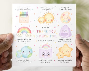 Personalised Thank You Card For Any Recipient , Key Worker Card, Thank You Card For Childminder, Teacher Card, Teaching Assistant Card