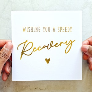 Wishing you a Recovery Get Well Soon Card - Wishing You A Speedy Recovery Card - Cancer Card - Chemo Card - Mum Dad Nan Grandad Gold Foil