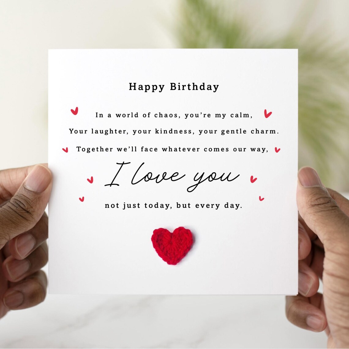 I Love You Birthday Card - Handmade Crochet Heart - Birthday Card for ...